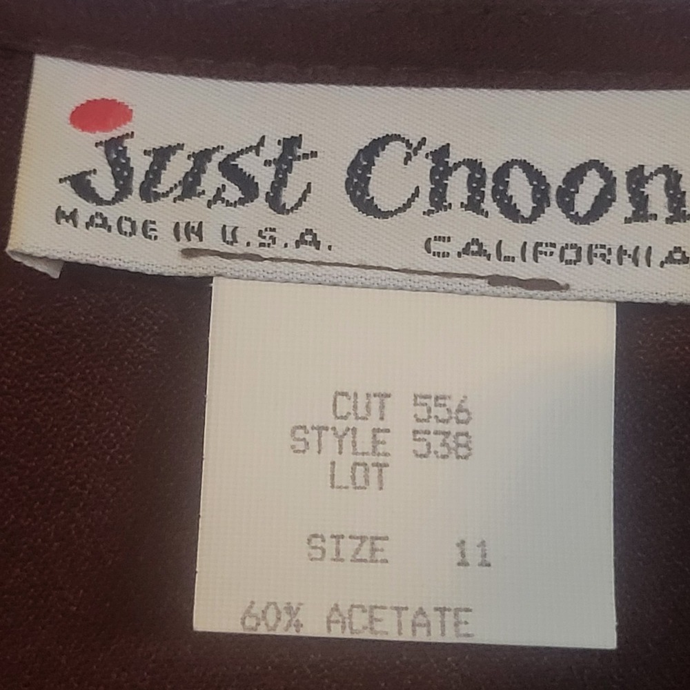 Vintage Just Choon Dress Size 11, Brown, Button Front, Lace Up Back, No Belt - Picture 6 of 7
